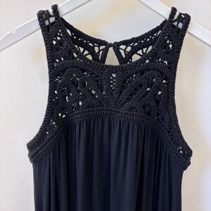 LOFT Black Dress with Knit Crochet Bodice, Sz S.